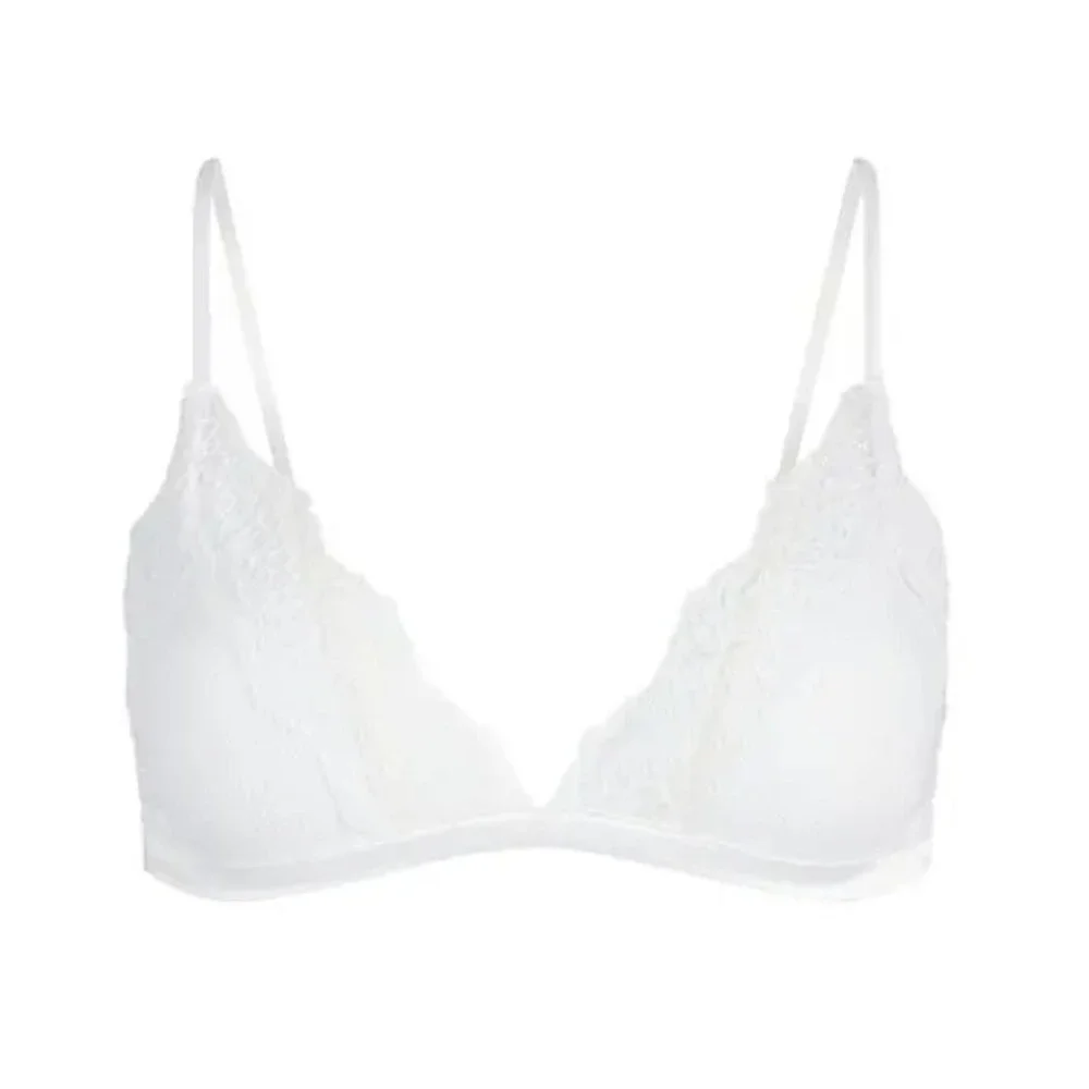 Skims Sheer Cotton Lace Bralette Snow White Triangle Bra TR-TRI-8169W 3X